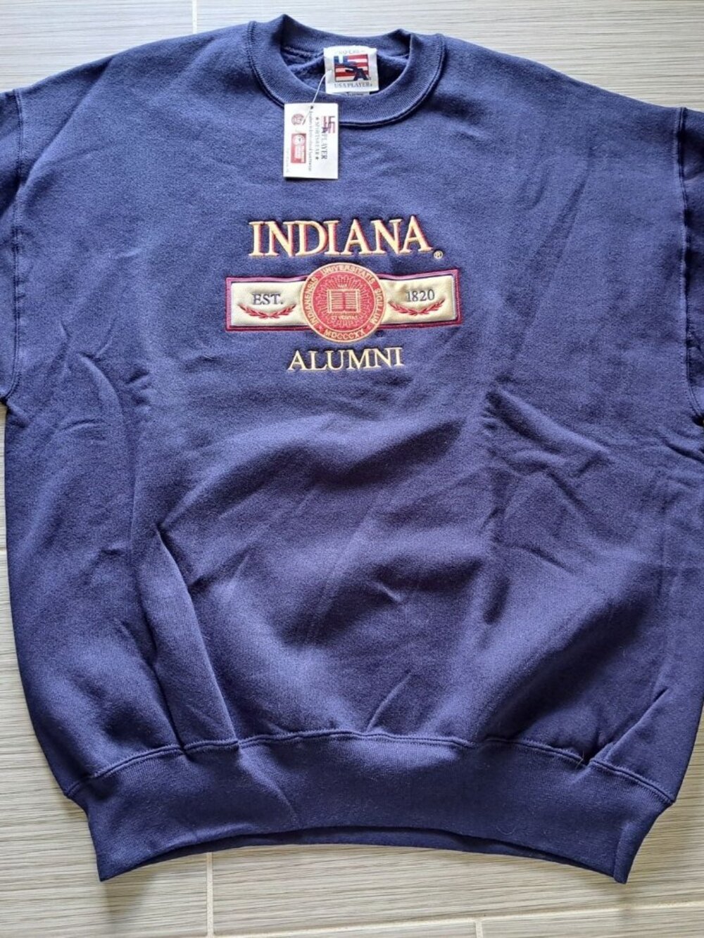 New Vtg Indiana University Alumni Navy Crewneck Sweatshirt XL USA Heavyweight - Picture 7 of 10